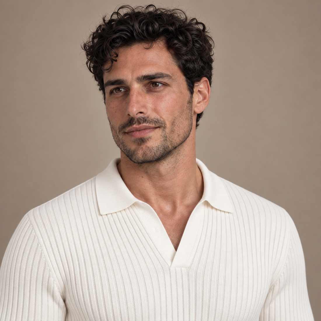 Men's Long Sleeved V-Neck Polo Shirt