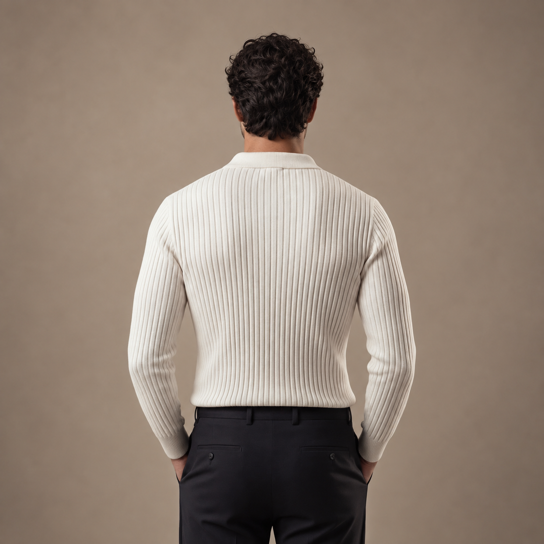 Men's Long Sleeved V-Neck Polo Shirt