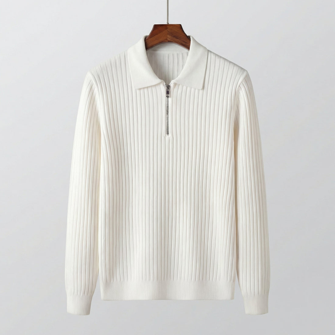 Men's Long Sleeved Zipper Polo Sweater