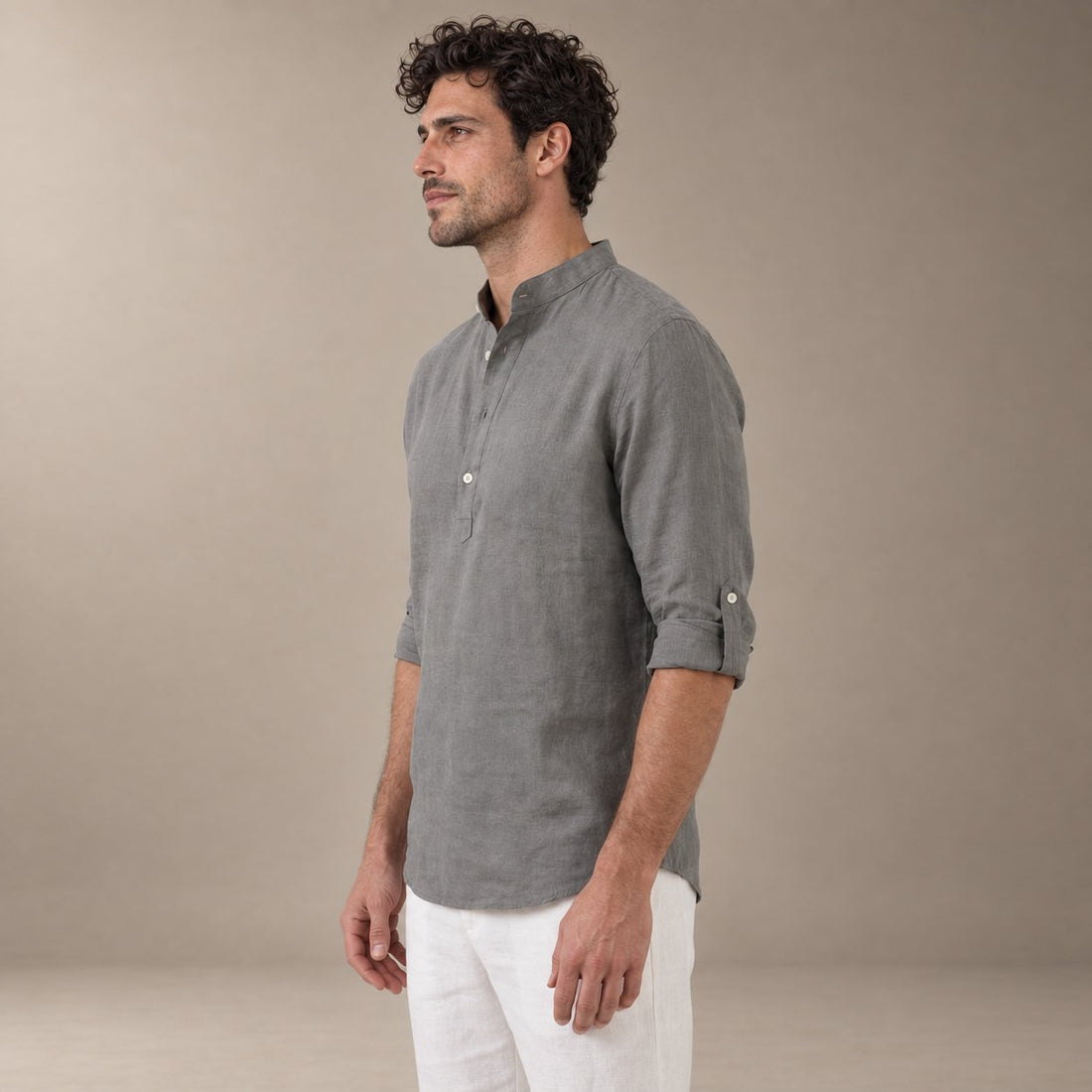 Men's Loose-Fit Henley Collar Shirt