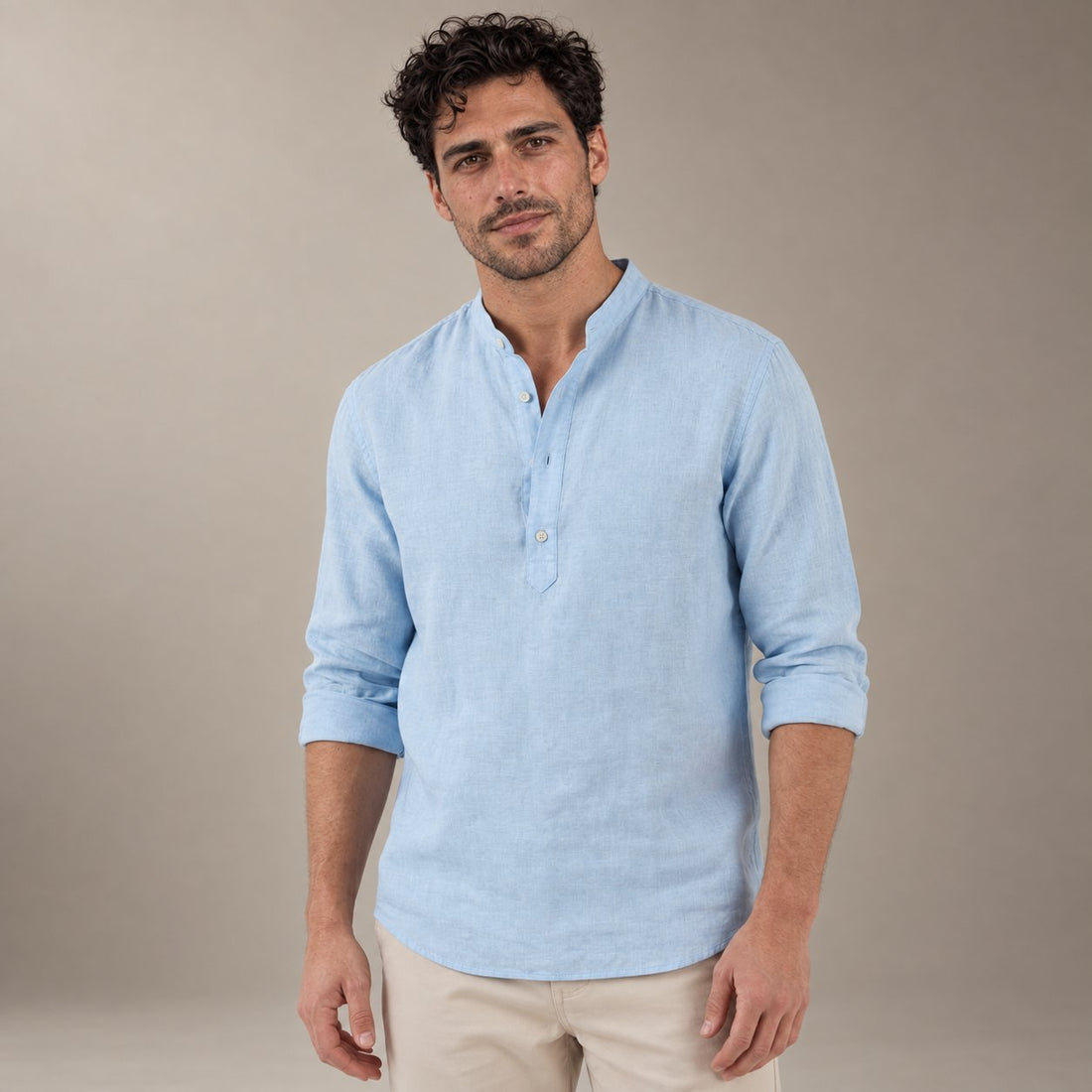 Men's Loose-Fit Henley Collar Shirt