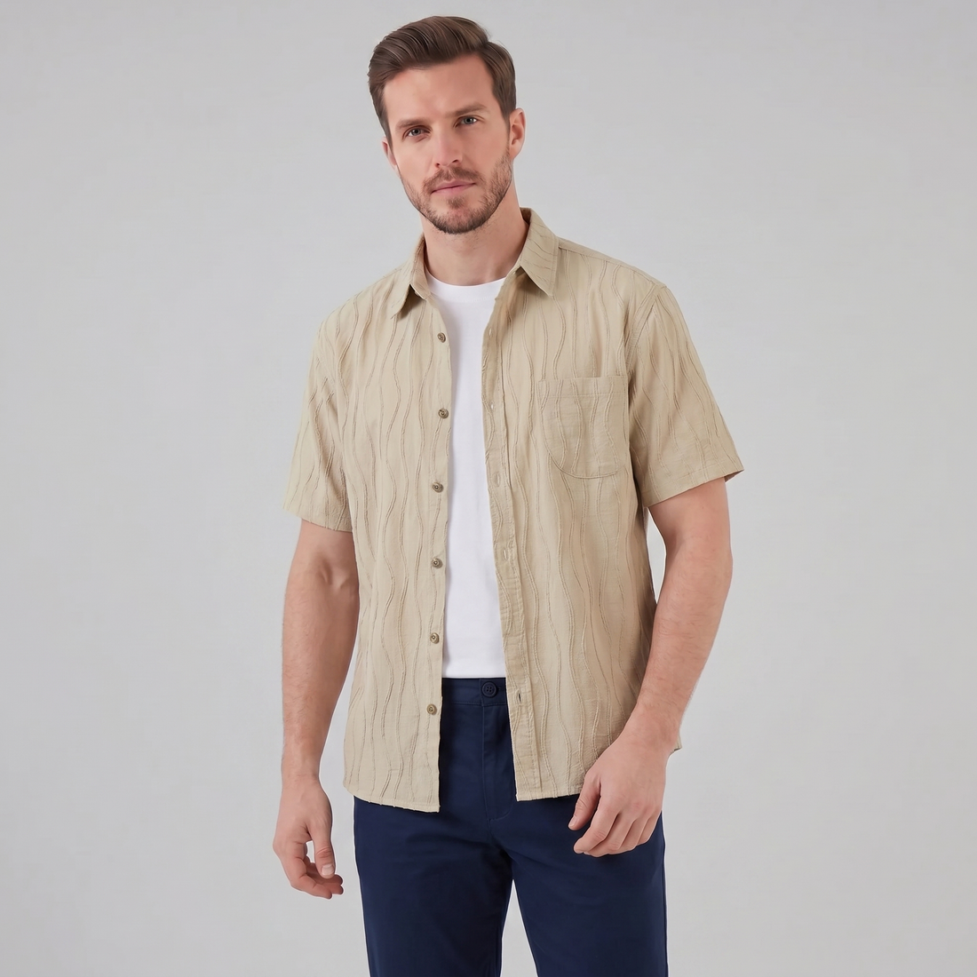 Men's Minimalist Wave Summer Shirt