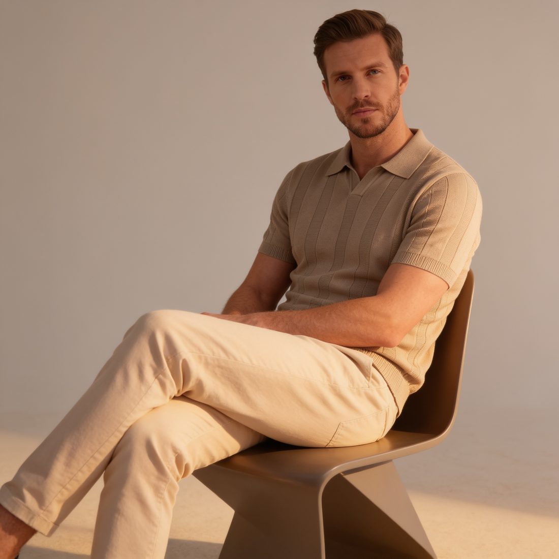 Men's Open Knit Polo Shirt
