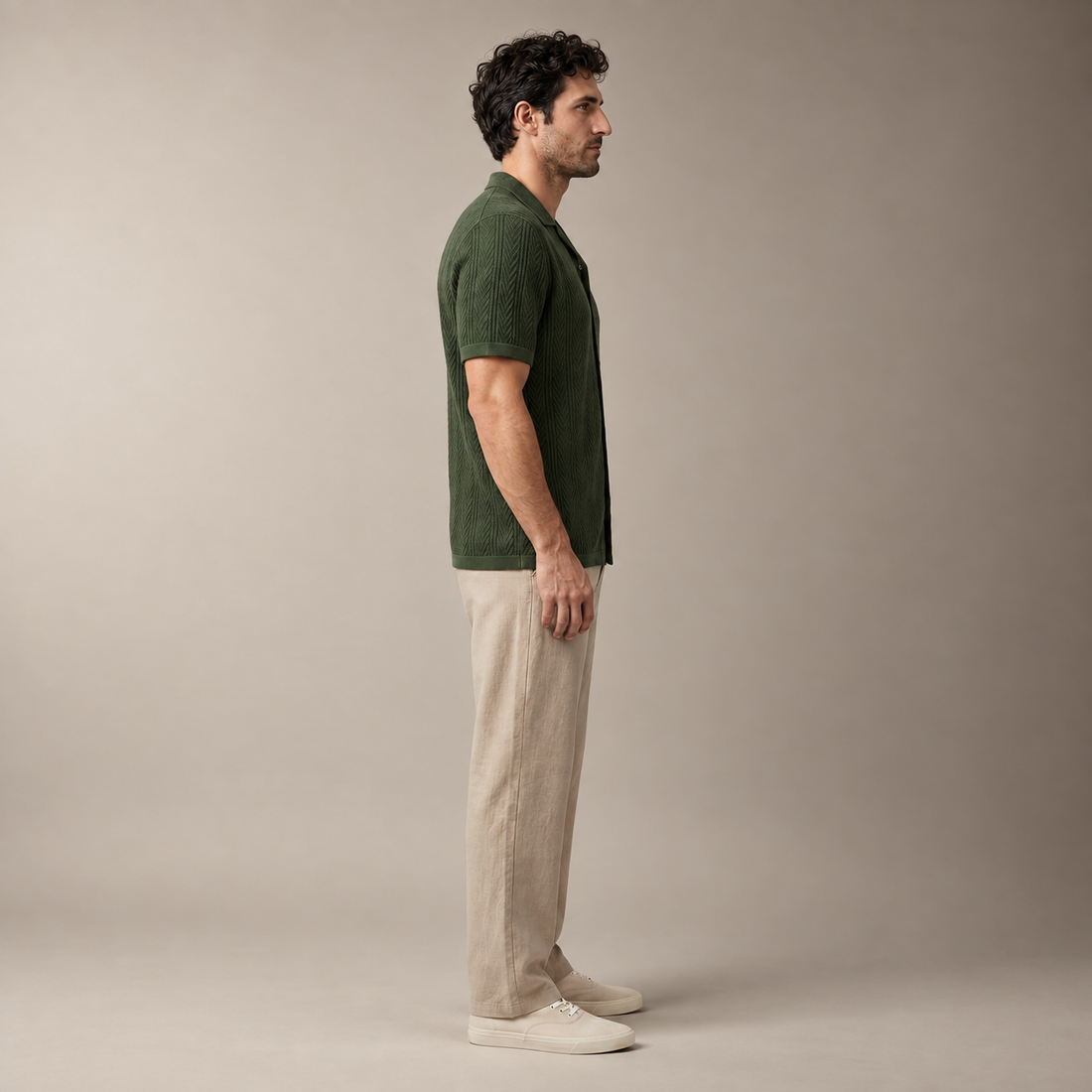 Men's Open-Knit Shirt and Trousers Set
