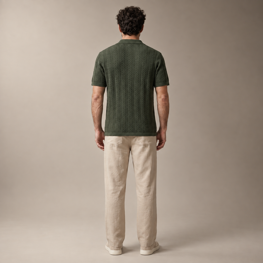 Men's Open-Knit Shirt and Trousers Set