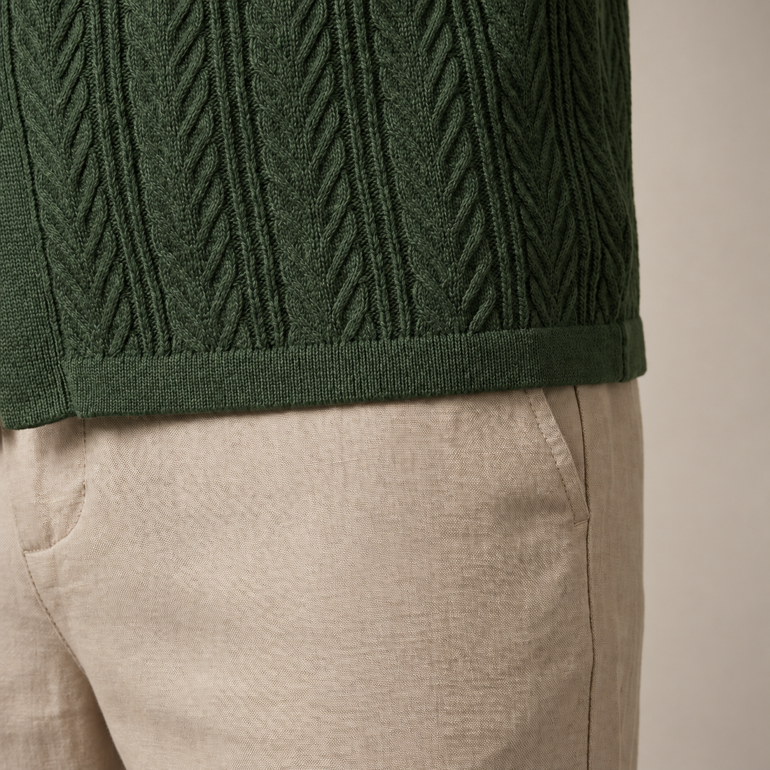 Men's Open-Knit Shirt and Trousers Set