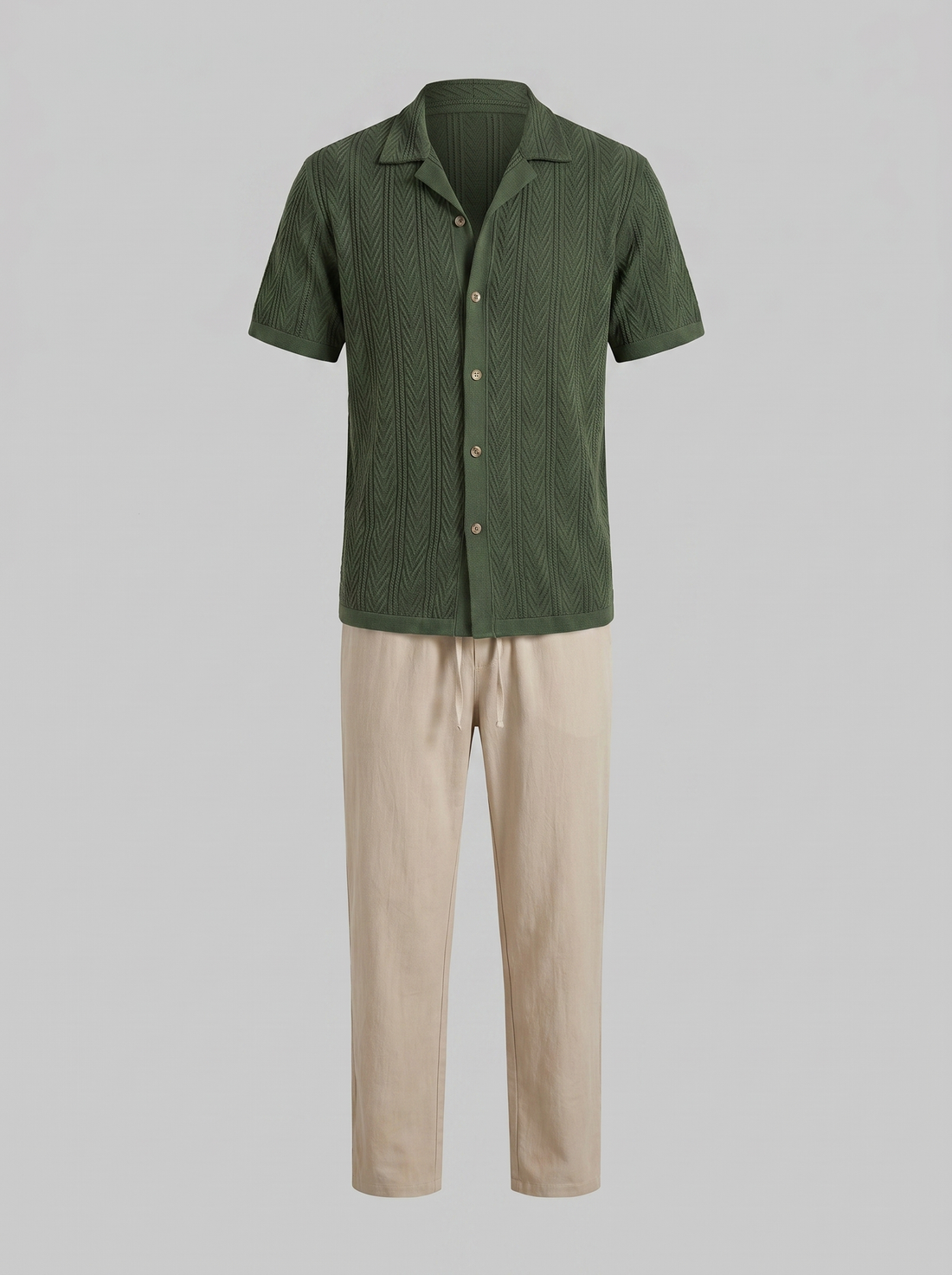 Men's Open-Knit Shirt and Trousers Set