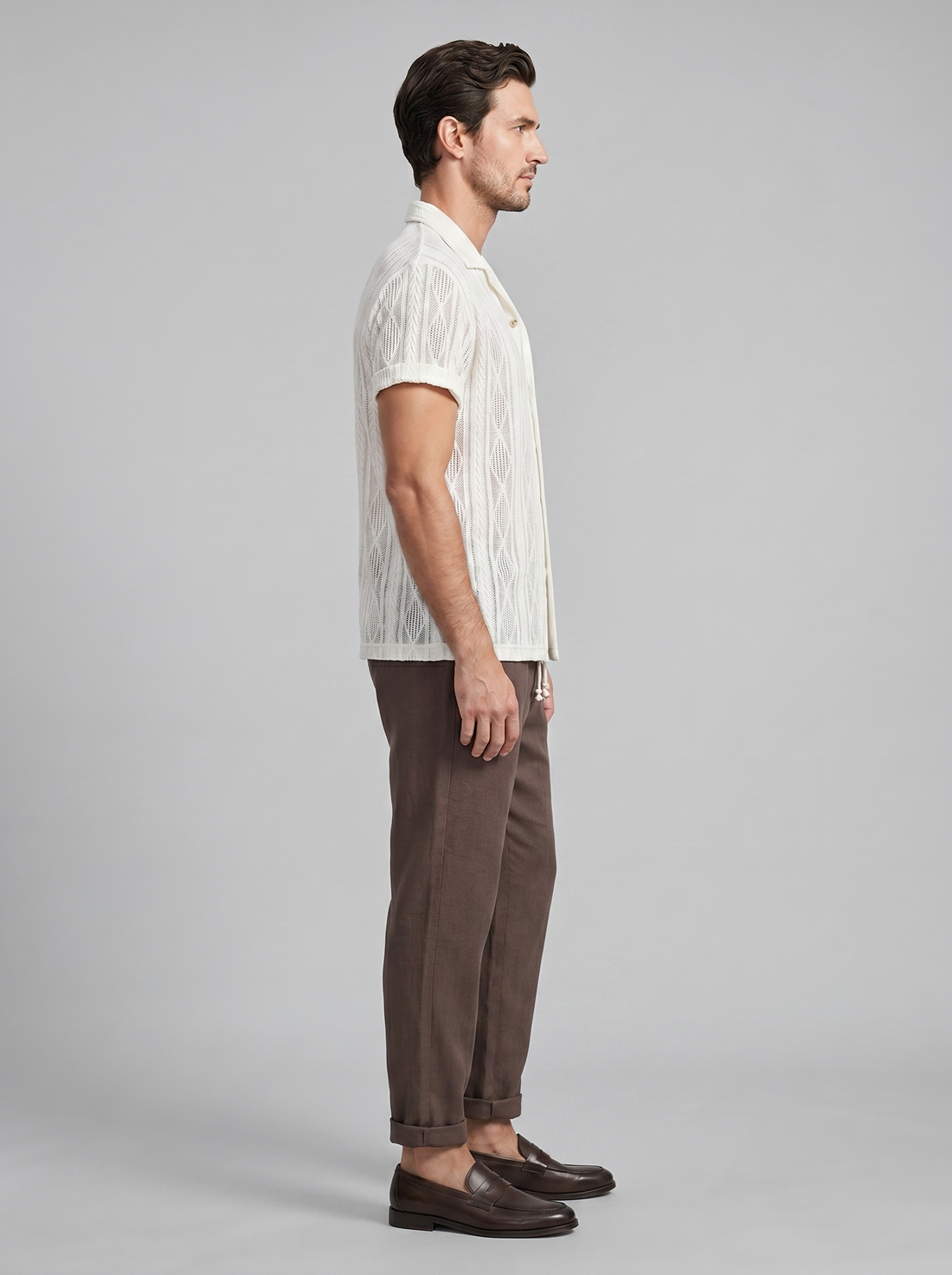 Men's Open-Knit Shirt and Trousers Set
