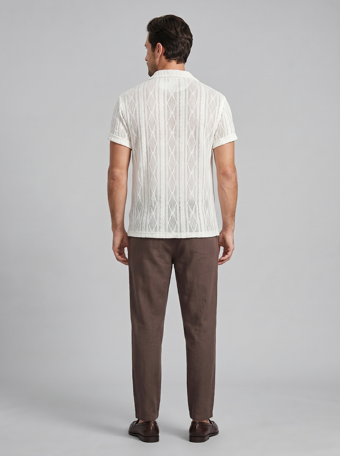 Men's Open-Knit Shirt and Trousers Set