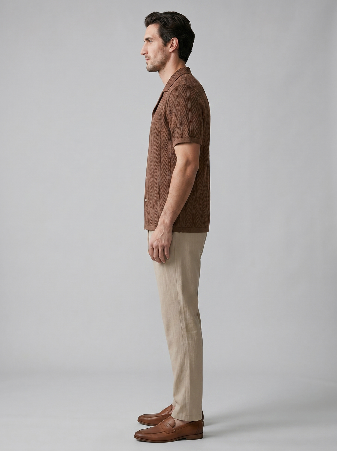 Men's Open-Knit Shirt and Trousers Set