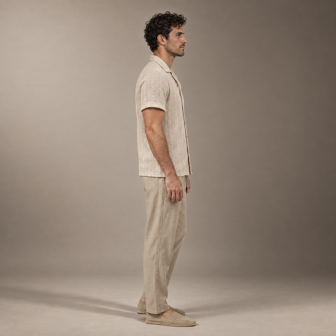 Men's Open-Knit Shirt and Trousers Set