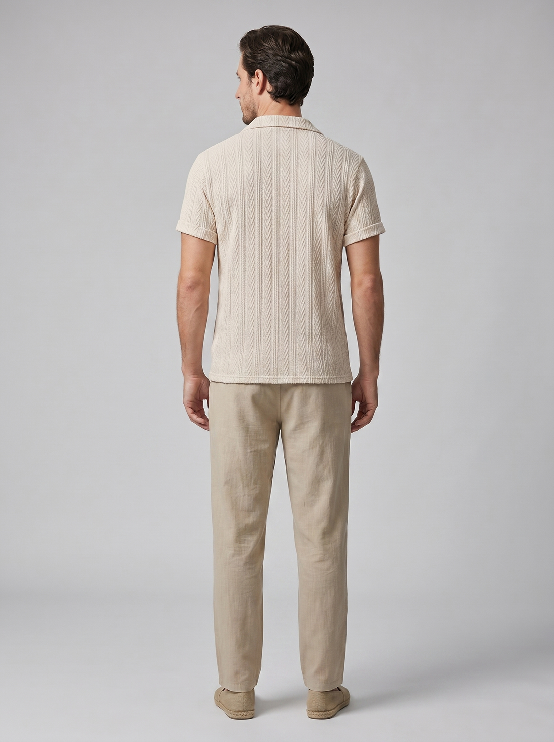 Men's Open-Knit Shirt and Trousers Set