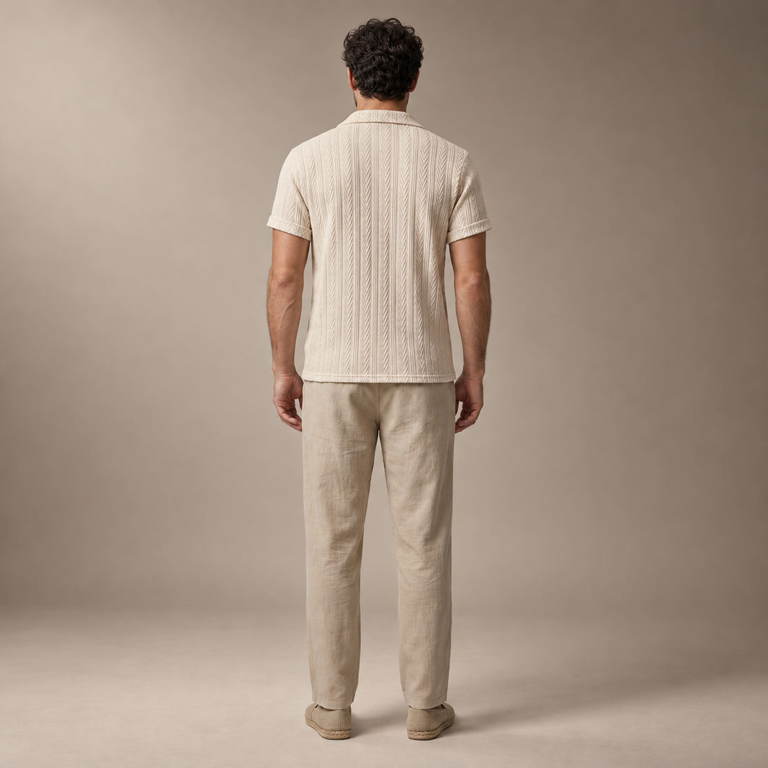 Men's Open-Knit Shirt and Trousers Set