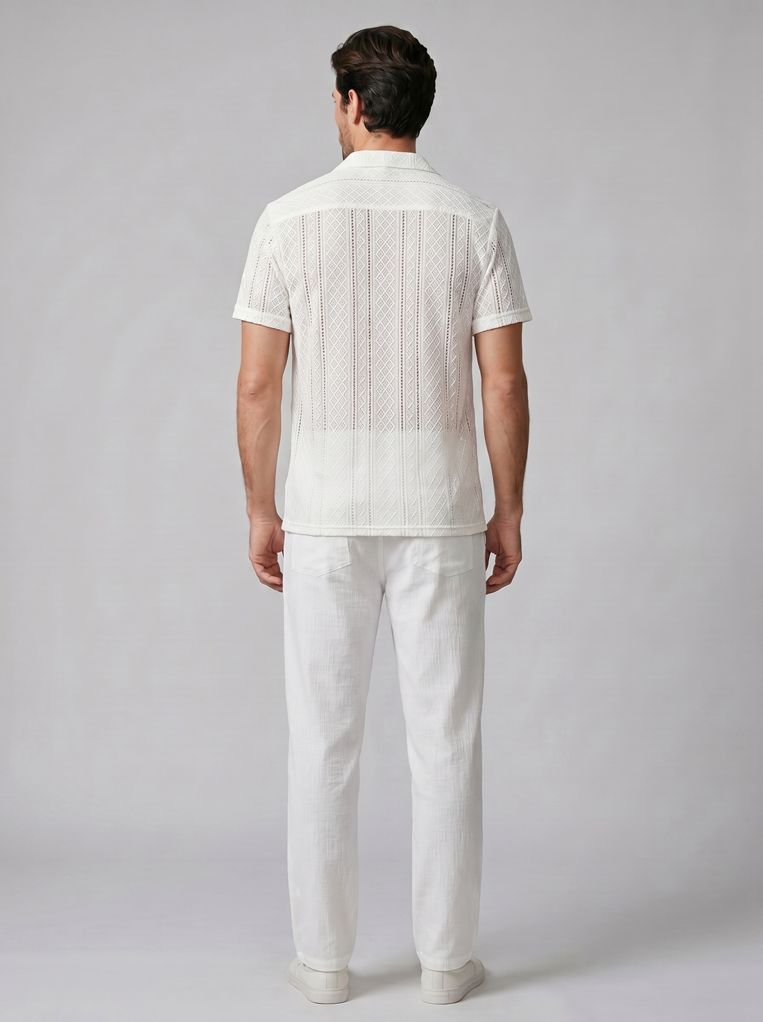 Men's Open-Knit Shirt and Trousers Set