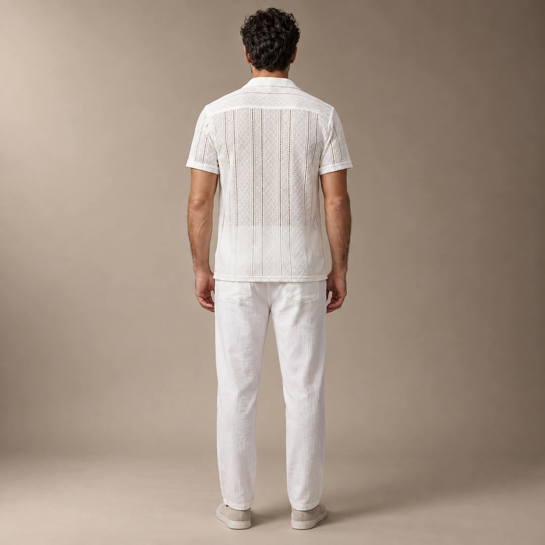 Men's Open-Knit Shirt and Trousers Set