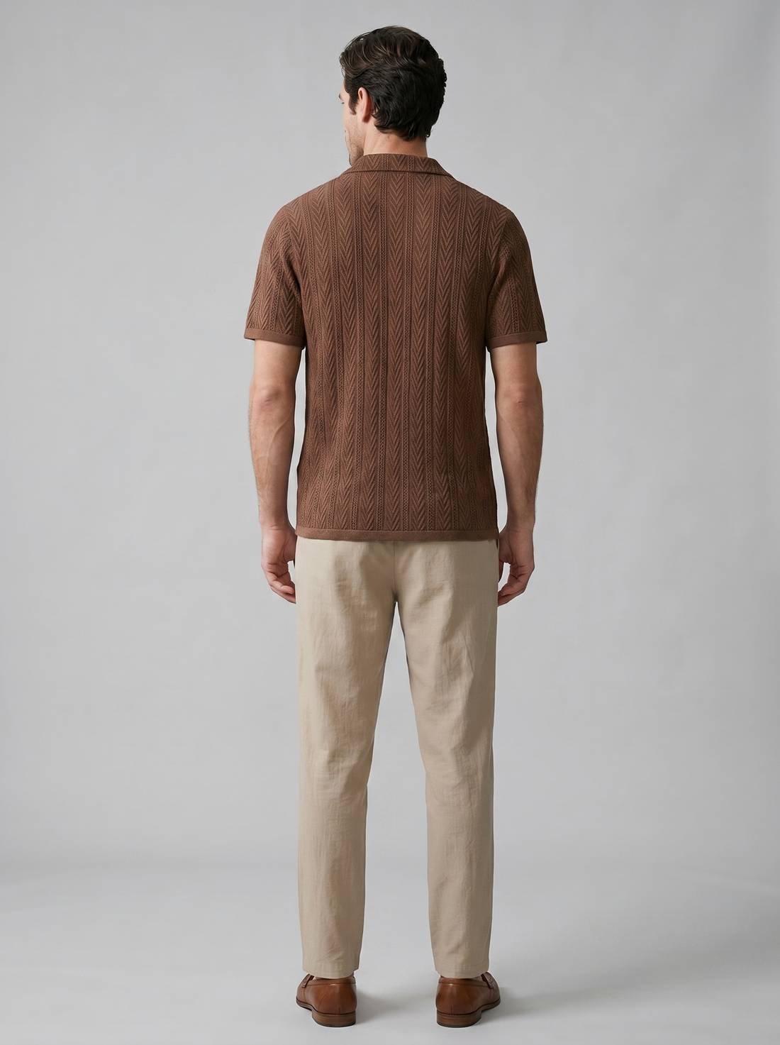 Men's Open-Knit Shirt and Trousers Set