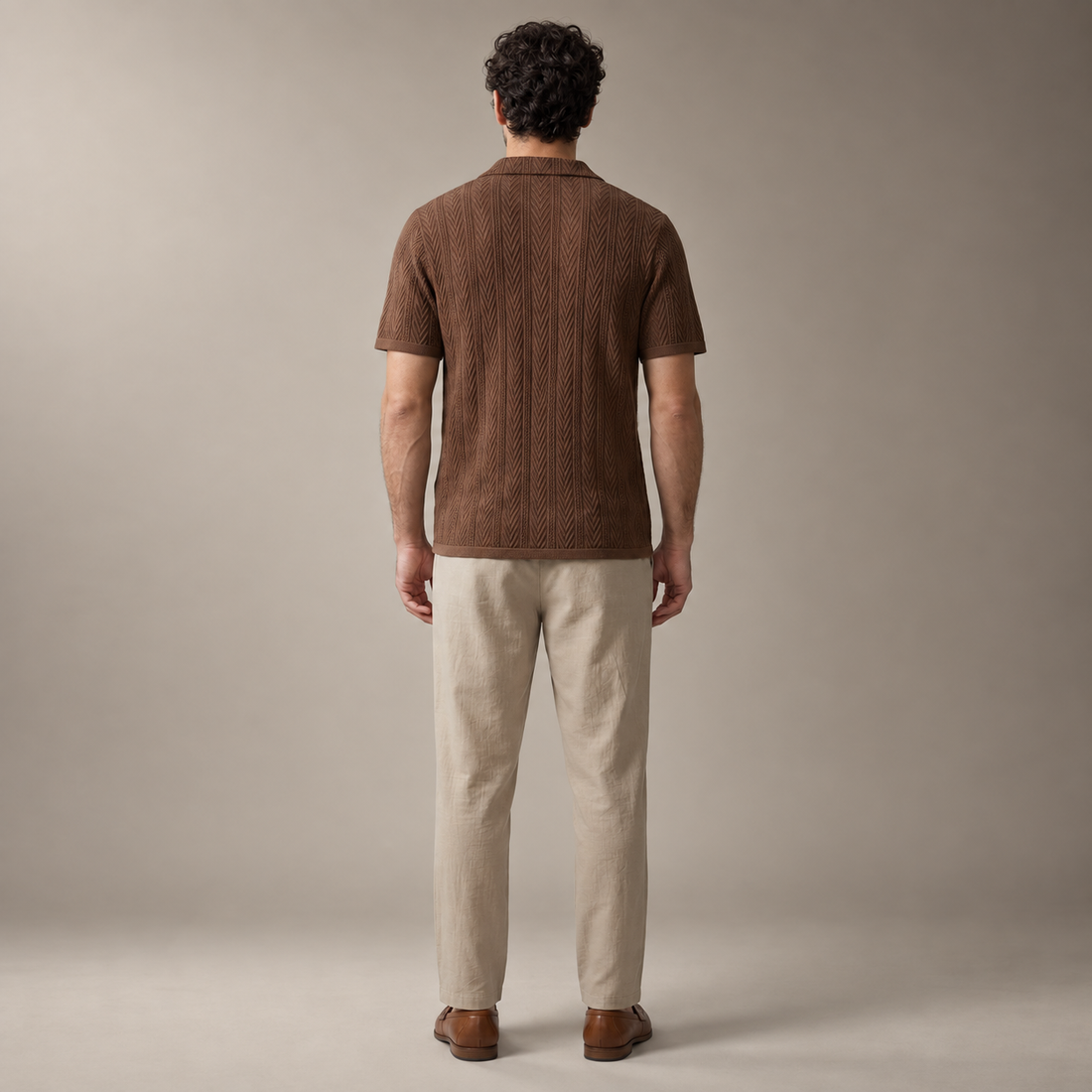 Men's Open-Knit Shirt and Trousers Set