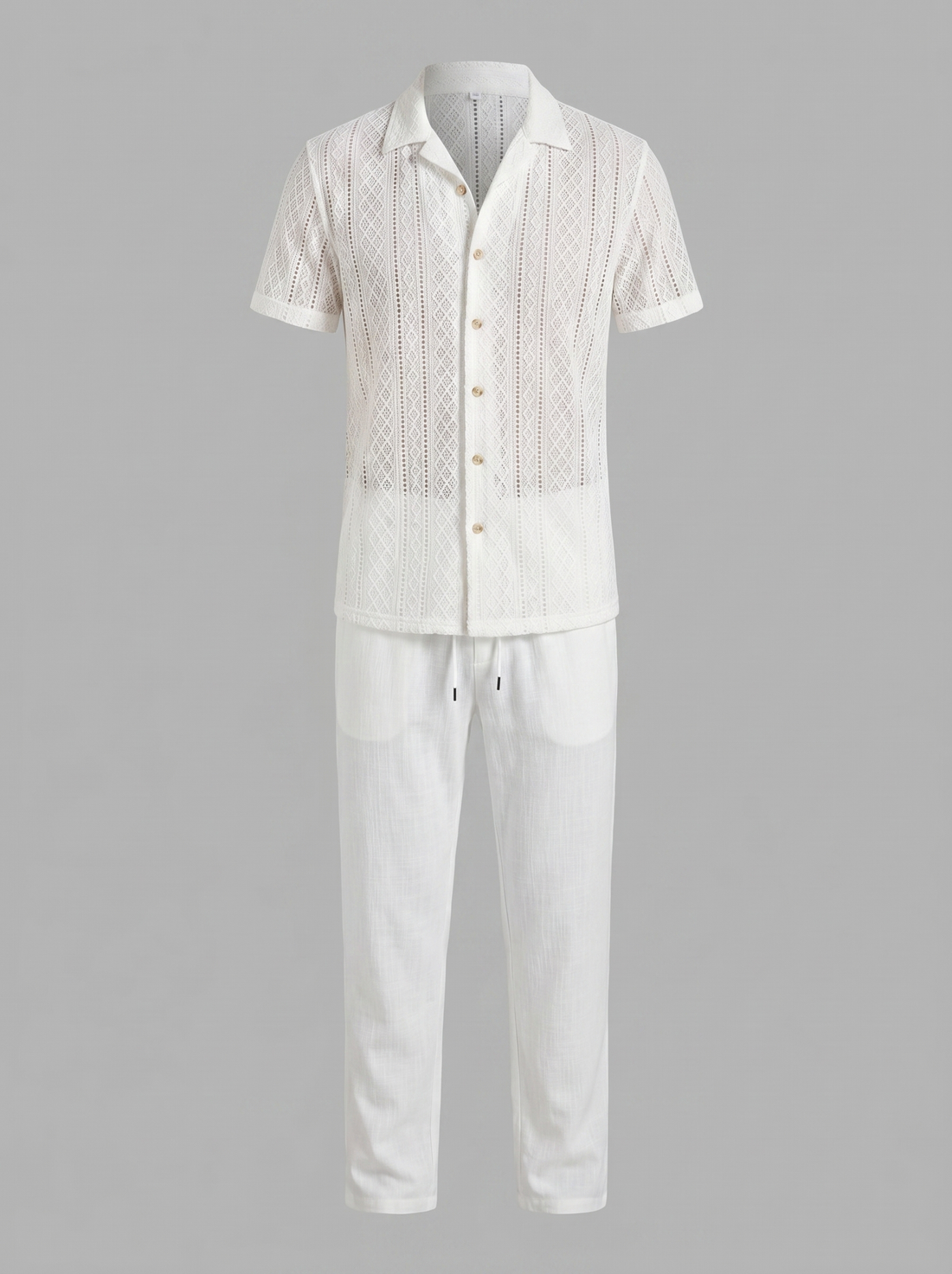 Men's Open-Knit Shirt and Trousers Set