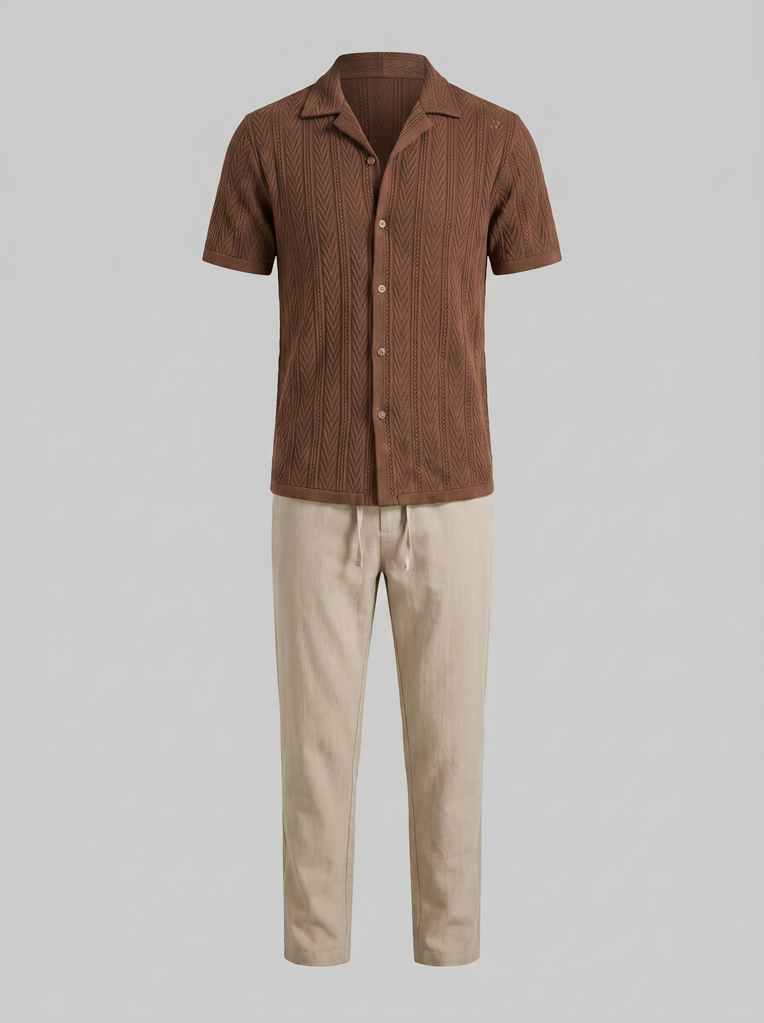 Men's Open-Knit Shirt and Trousers Set
