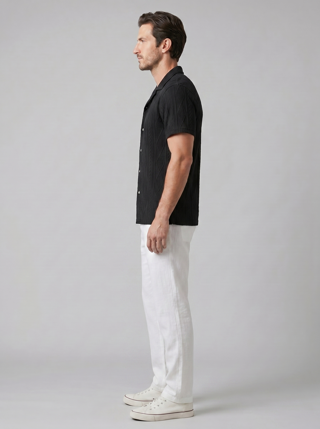 Men's Open-Knit Shirt and Trousers Set