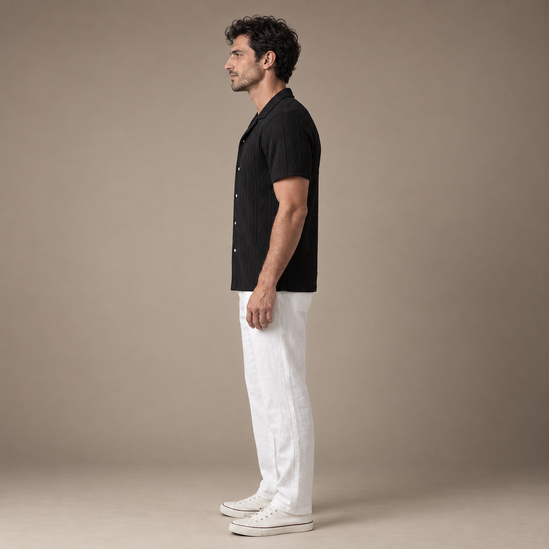Men's Open-Knit Shirt and Trousers Set