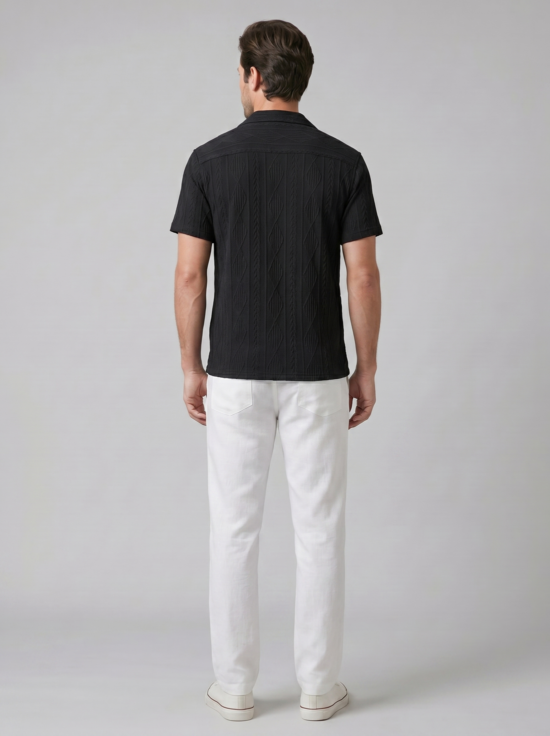 Men's Open-Knit Shirt and Trousers Set