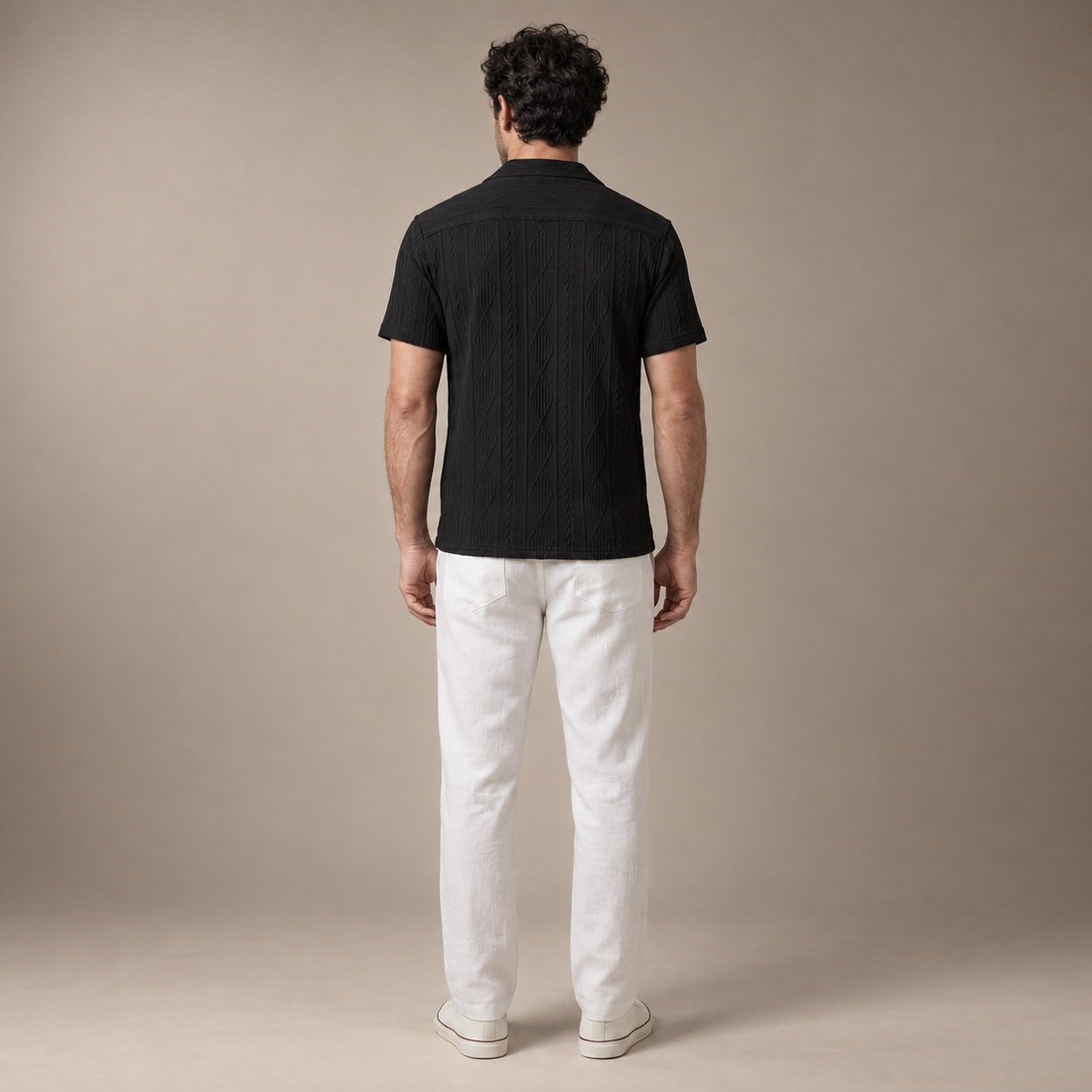 Men's Open-Knit Shirt and Trousers Set