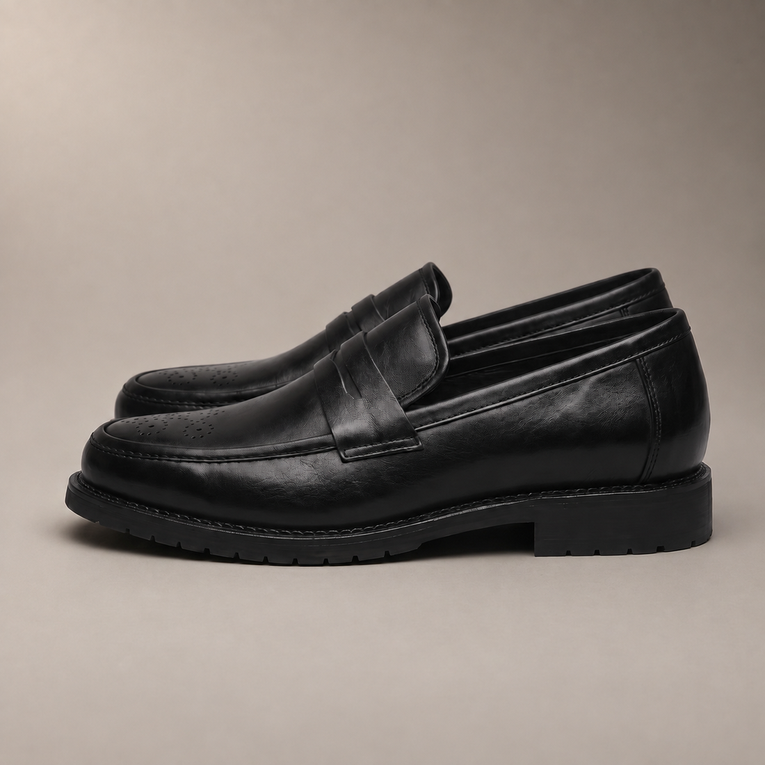 Men's Penny Loafers with Brogue Details