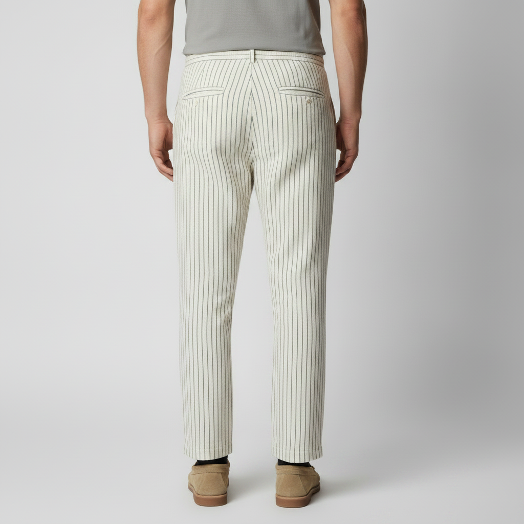 Men's Pinstripe Linen Cotton Drawstring Trousers
