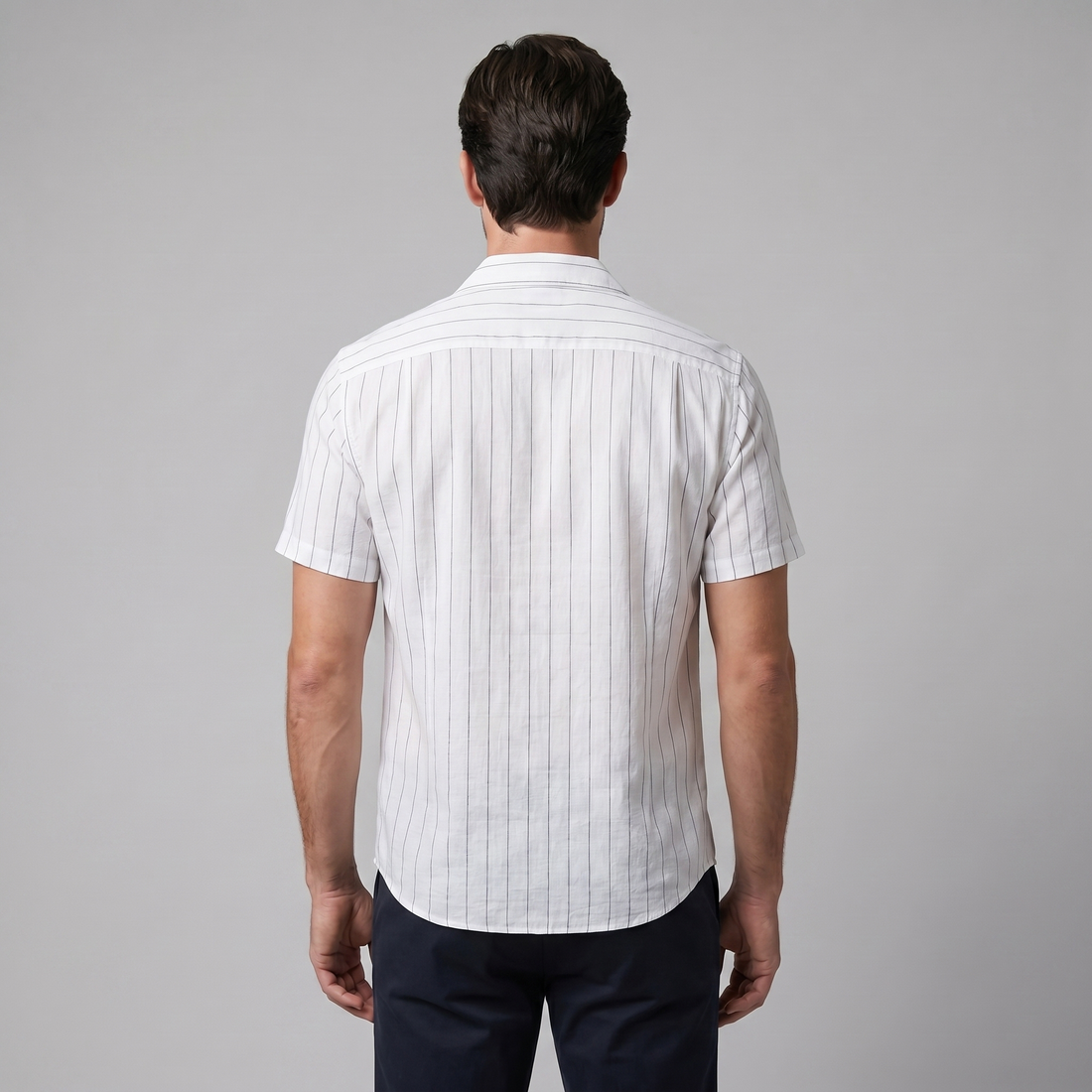 Men's Pinstripe Short-Sleeve Camp Shirt