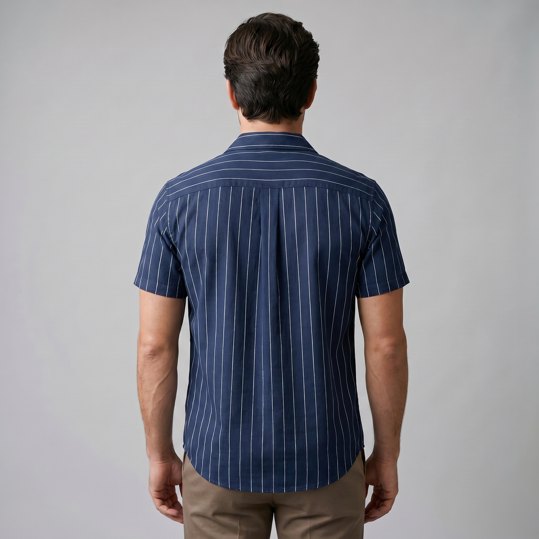 Men's Pinstripe Short-Sleeve Camp Shirt