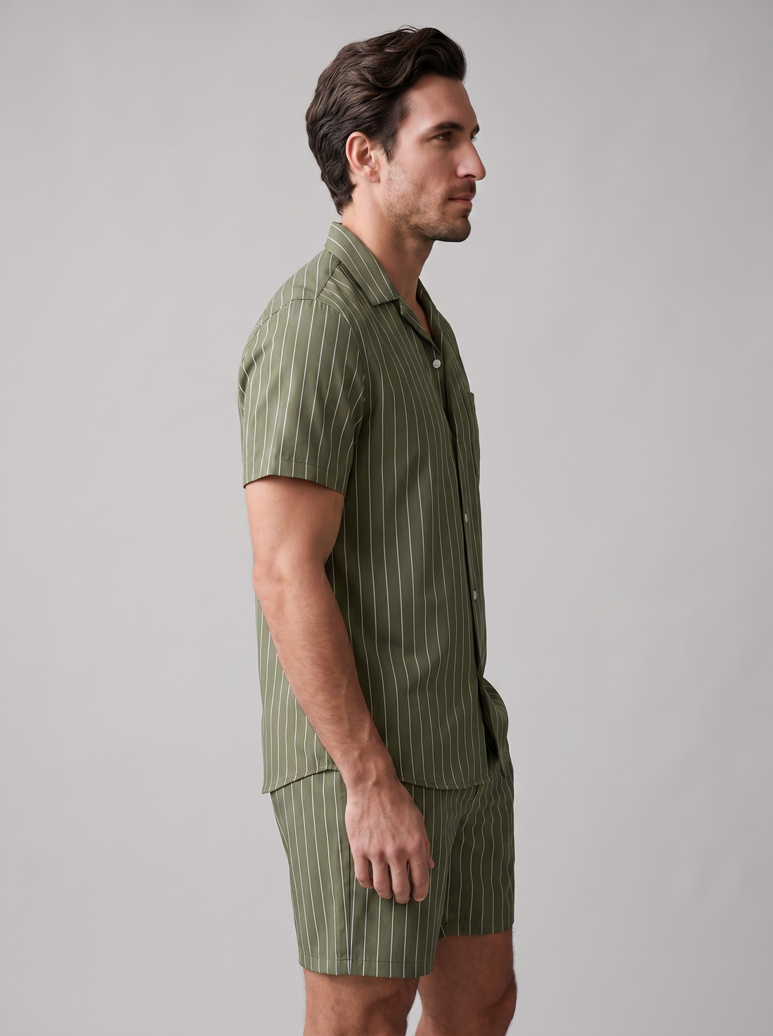 Men's Pinstripe Short Sleeve Co-Ord Set