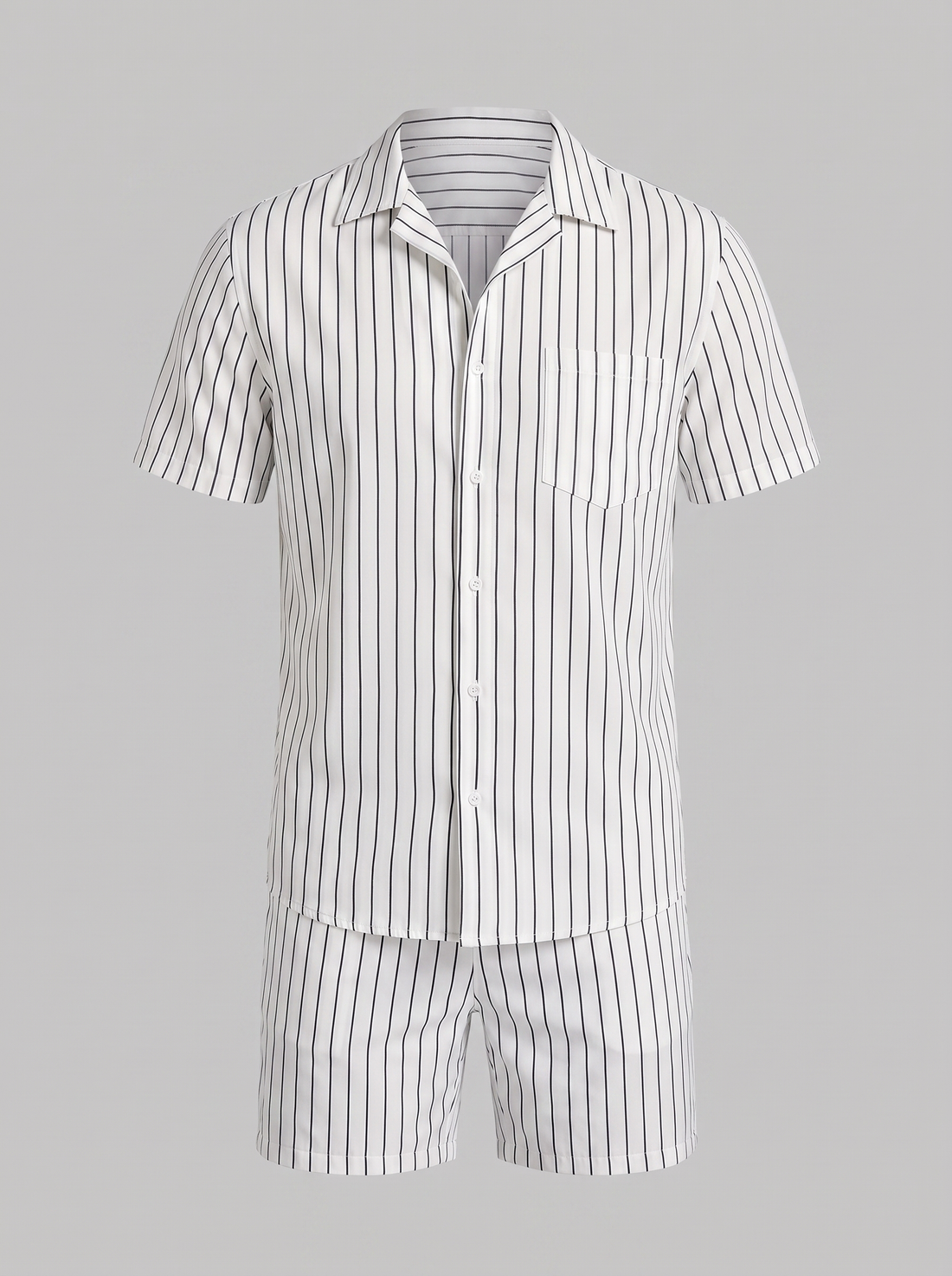 Men's Pinstripe Short Sleeve Co-Ord Set