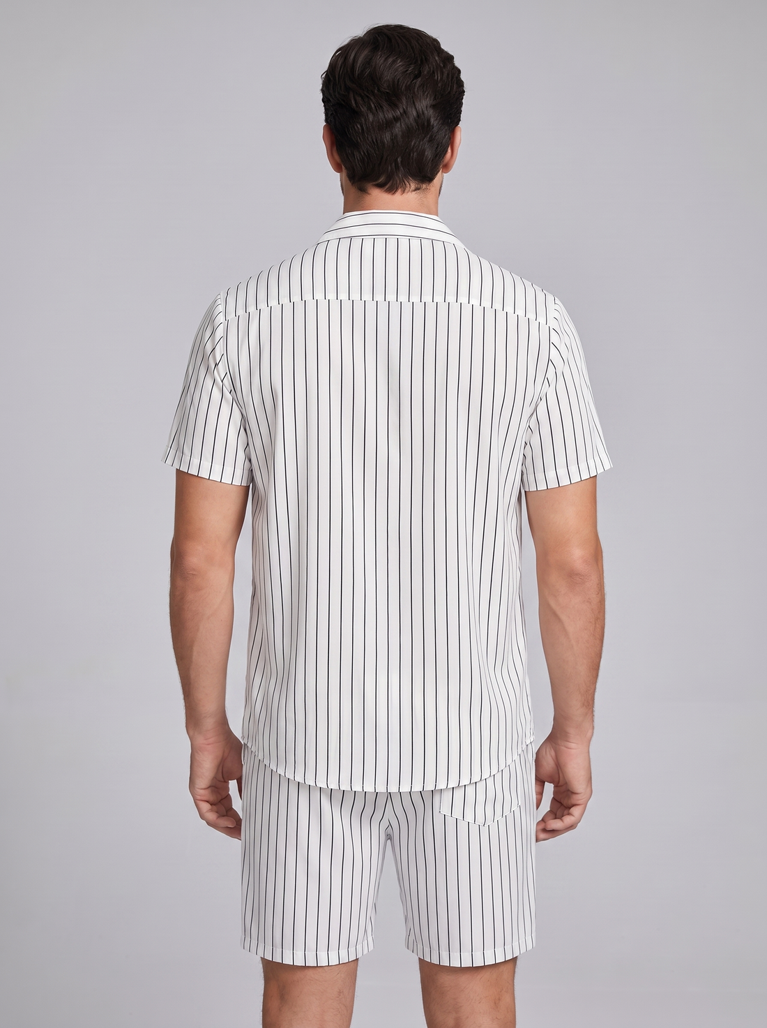 Men's Pinstripe Short Sleeve Co-Ord Set