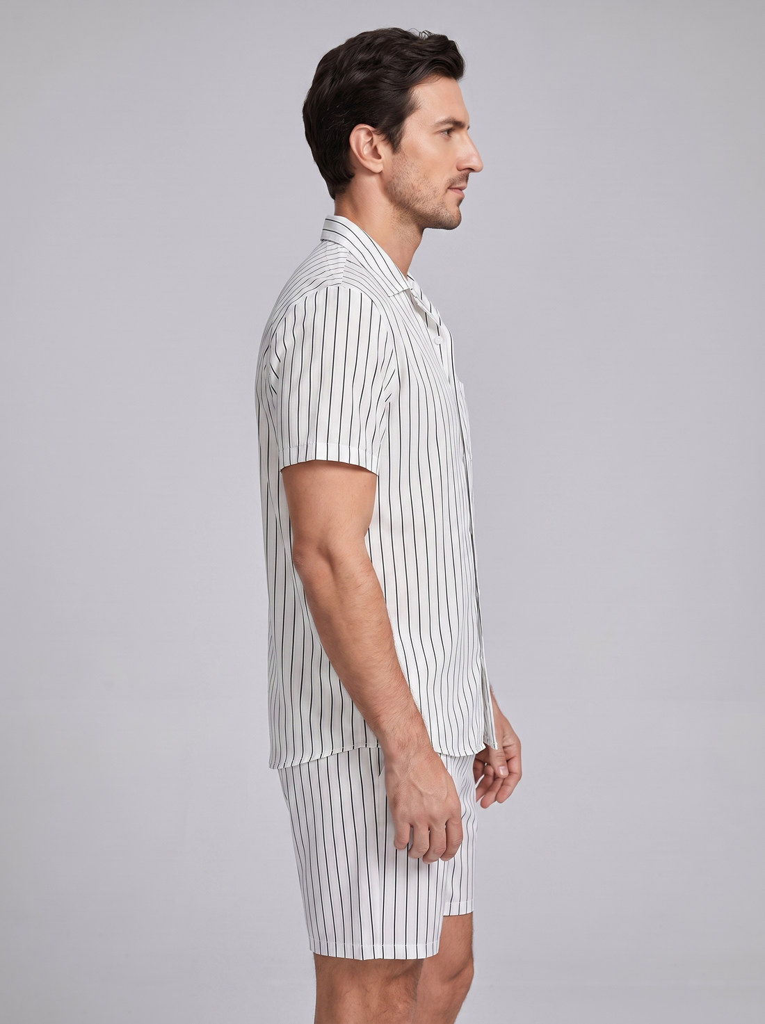 Men's Pinstripe Short Sleeve Co-Ord Set