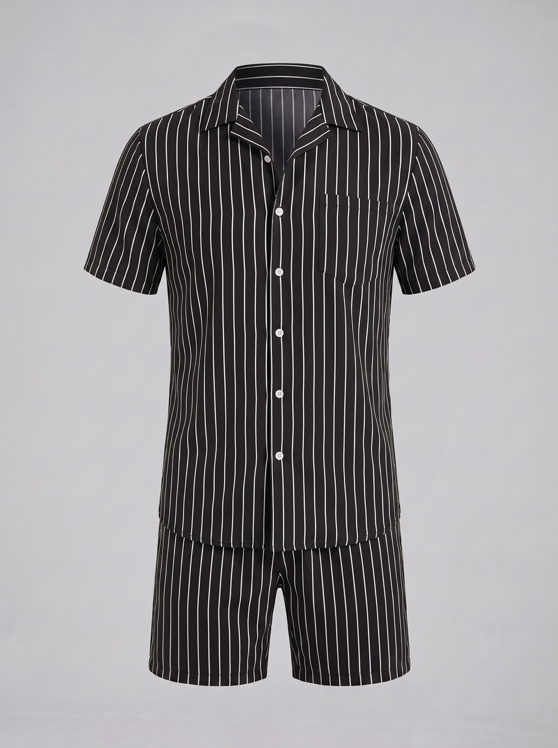 Men's Pinstripe Short Sleeve Co-Ord Set