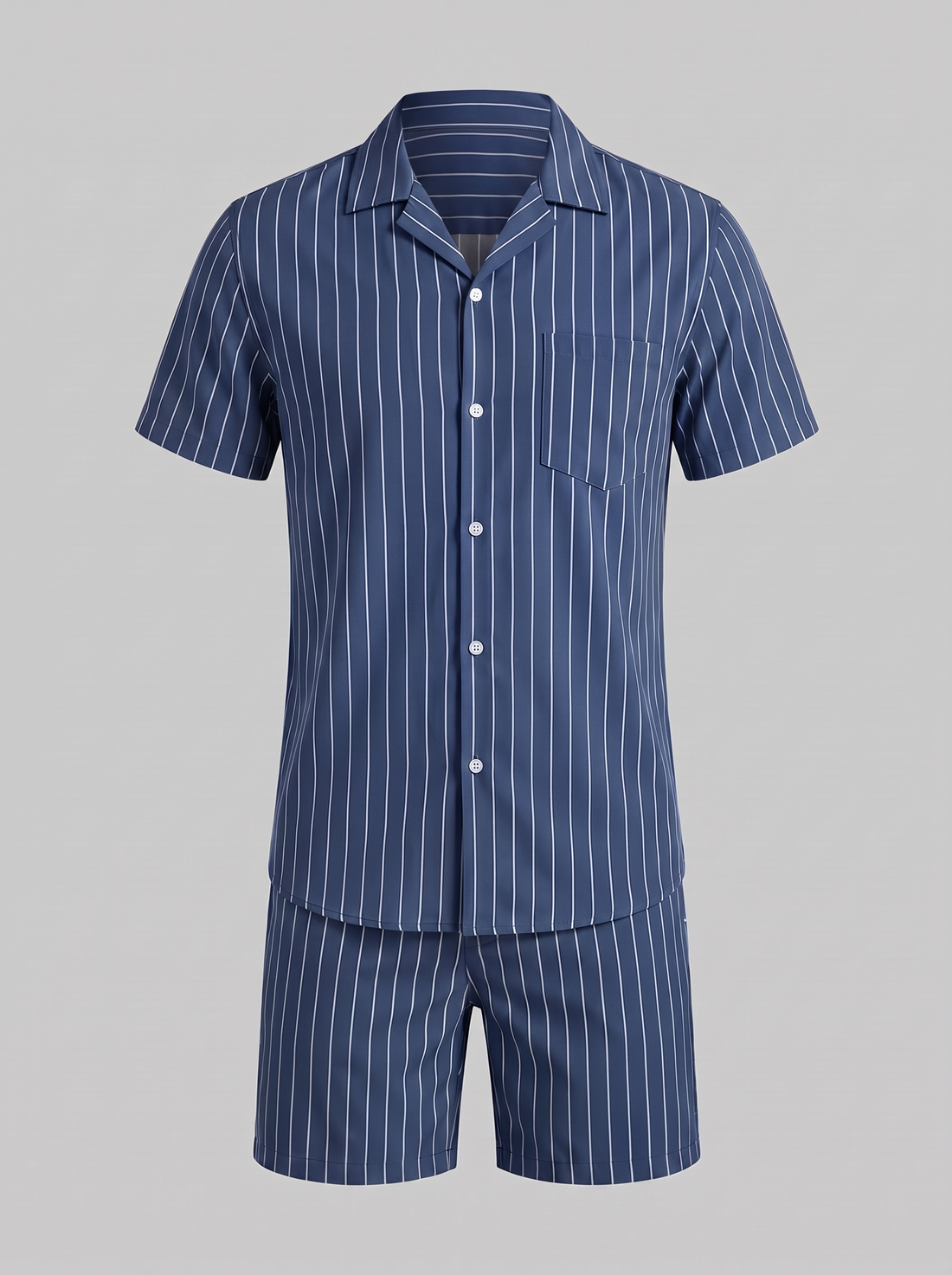 Men's Pinstripe Short Sleeve Co-Ord Set