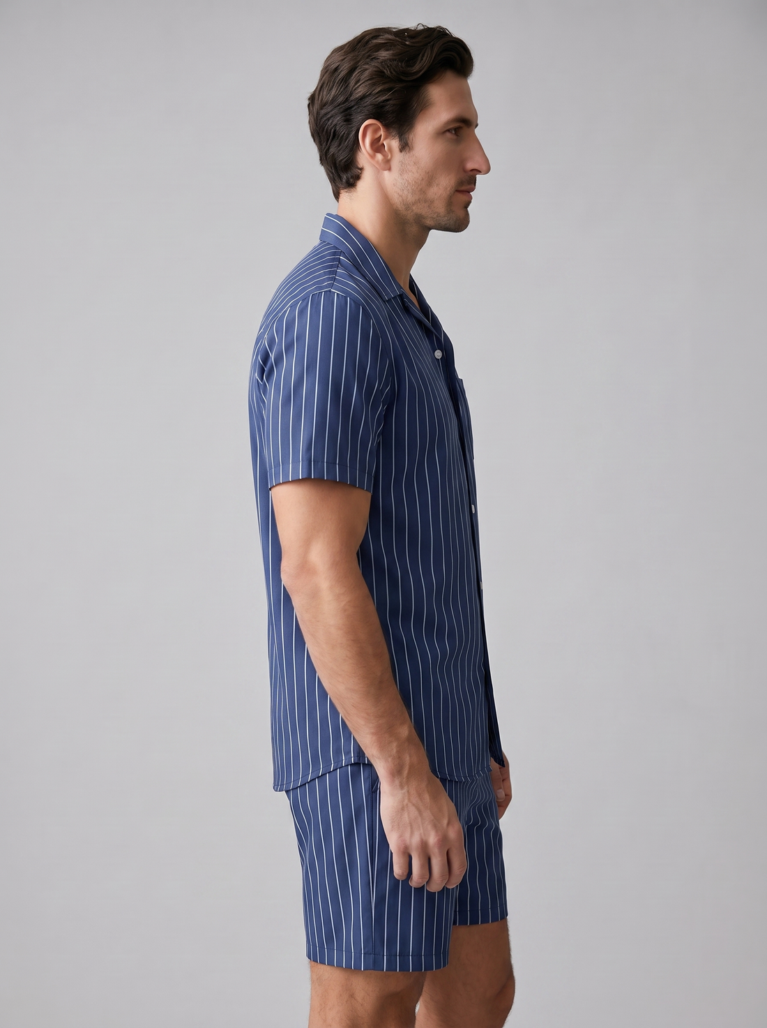 Men's Pinstripe Short Sleeve Co-Ord Set