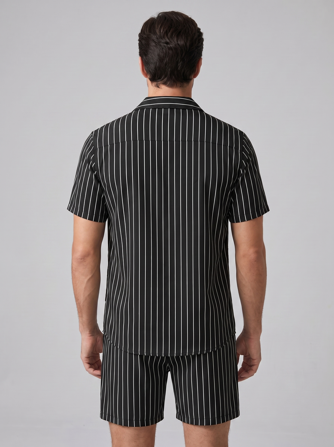 Men's Pinstripe Short Sleeve Co-Ord Set