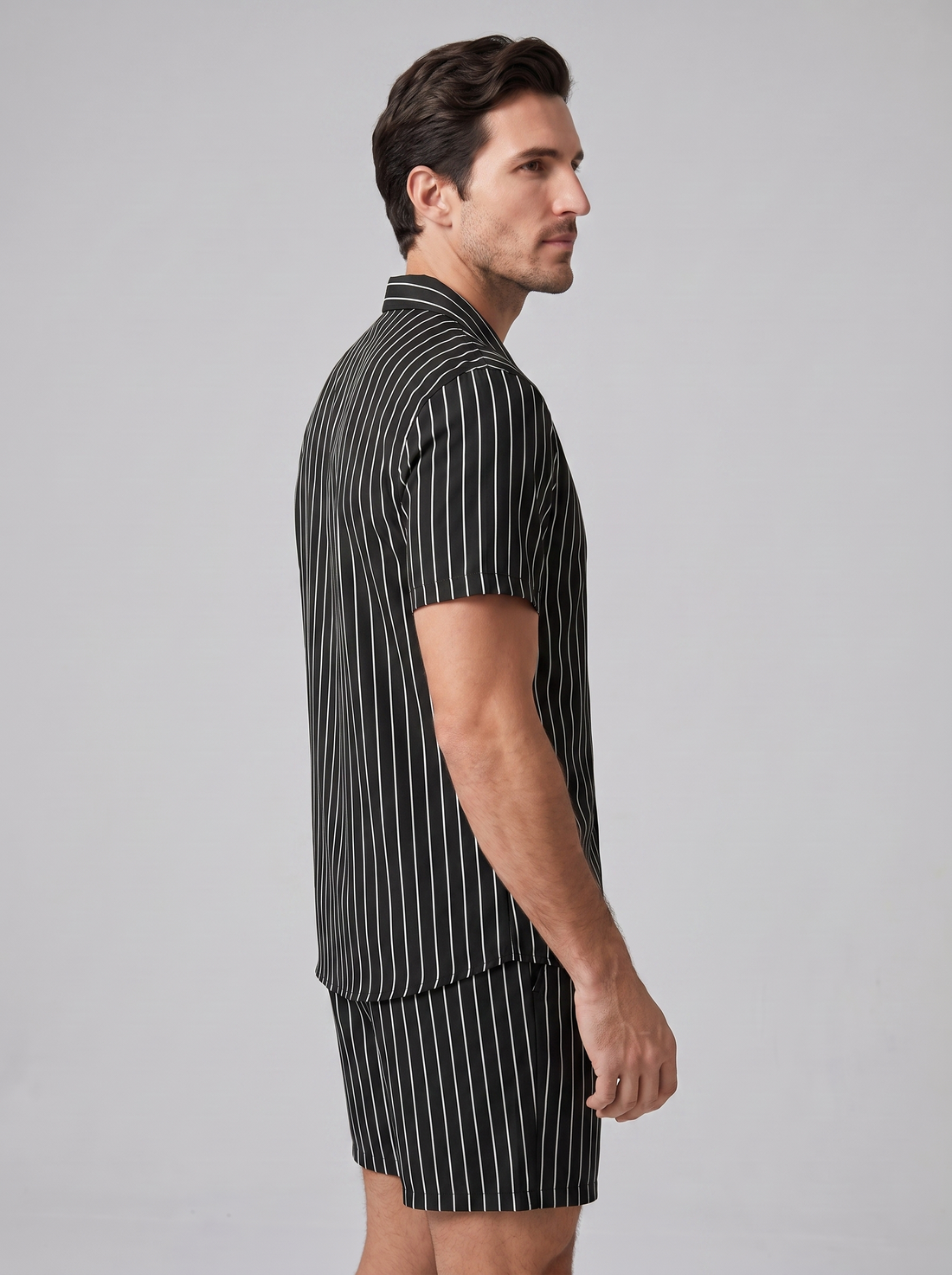 Men's Pinstripe Short Sleeve Co-Ord Set