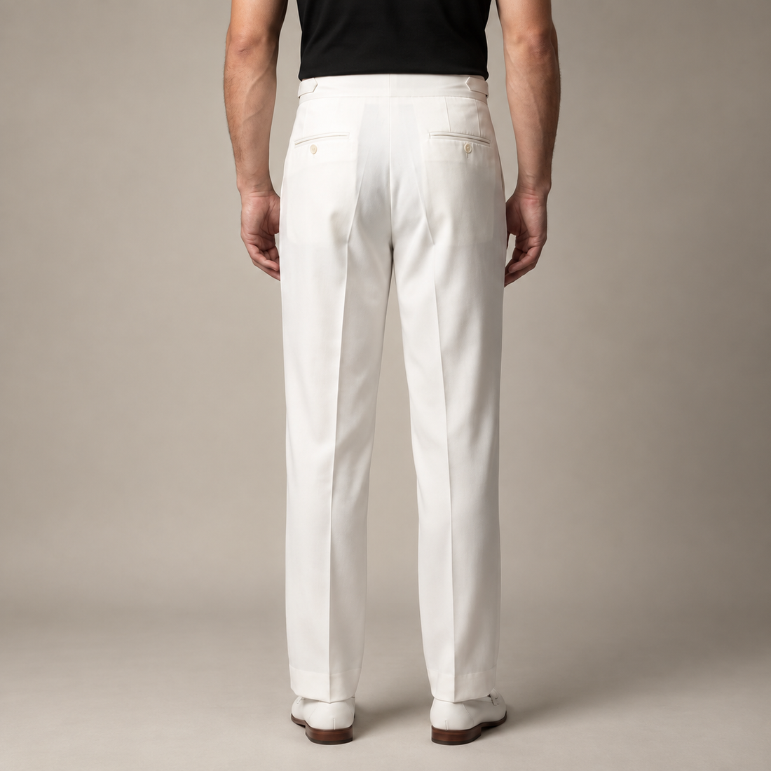 Men's Pleated Tailored Trousers with Turn-Ups
