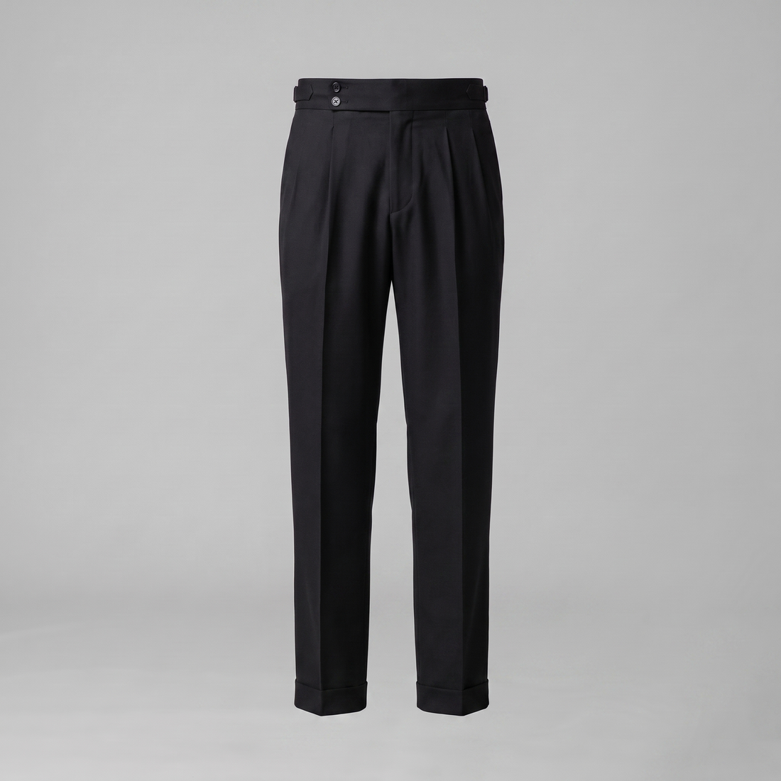 Men's Pleated Tailored Trousers with Turn-Ups