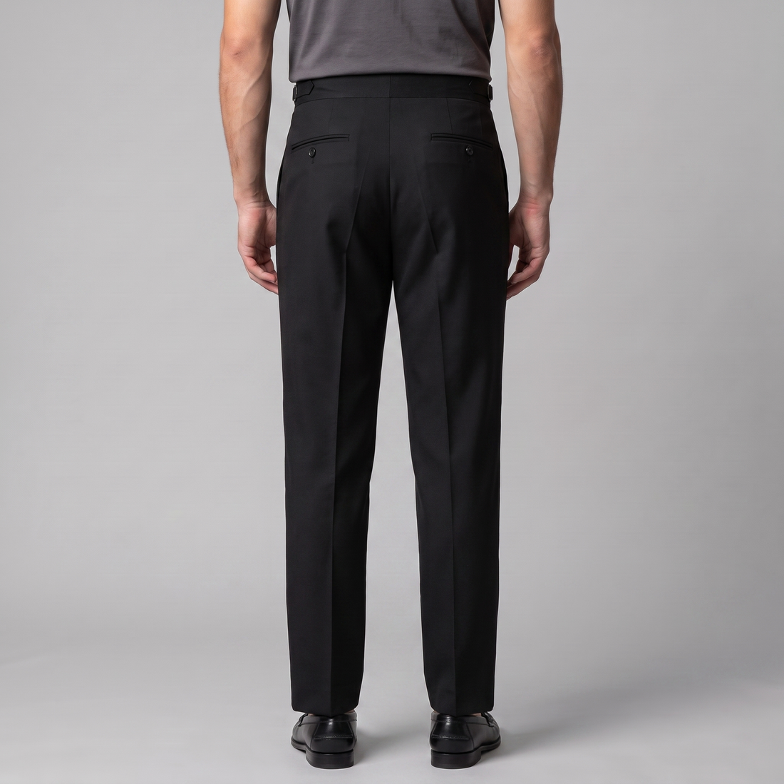Men's Pleated Tailored Trousers with Turn-Ups