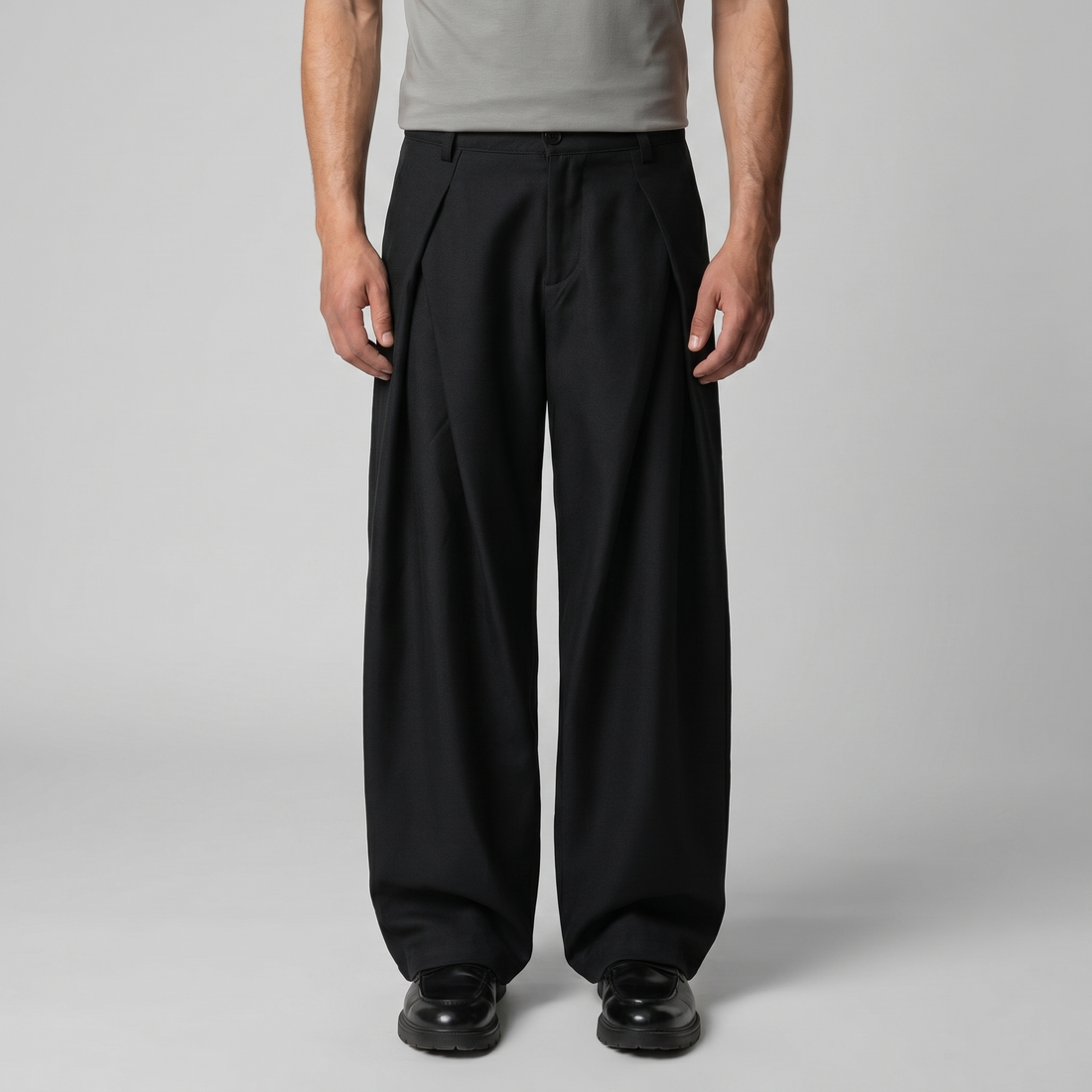 Men's Pleated Wide-Leg Tailored Trousers