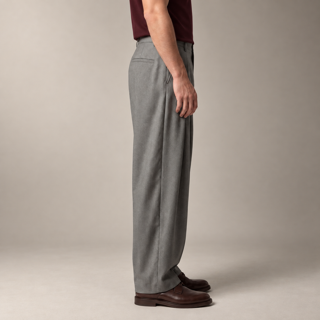 Men's Pleated Wide-Leg Tailored Trousers