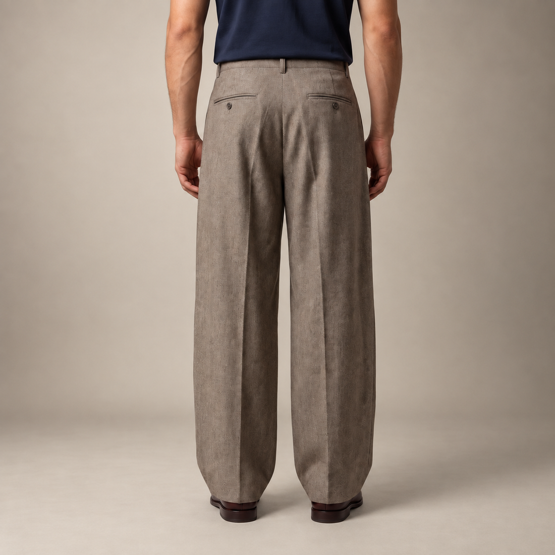 Men's Pleated Wide-Leg Tailored Trousers
