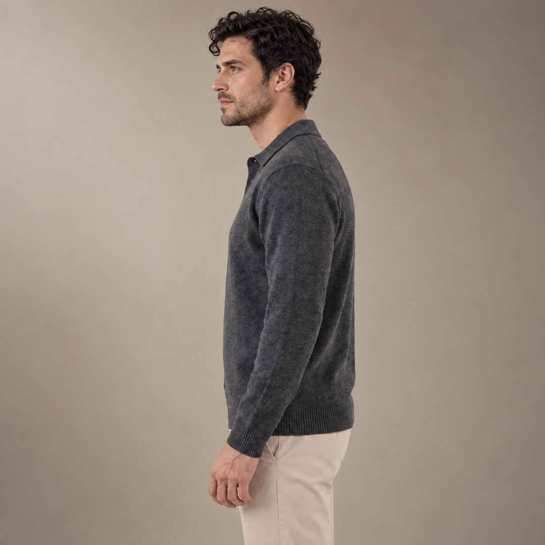 Men's Polo Collar Knit Sweater