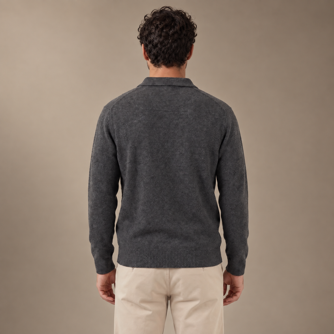 Men's Polo Collar Knit Sweater