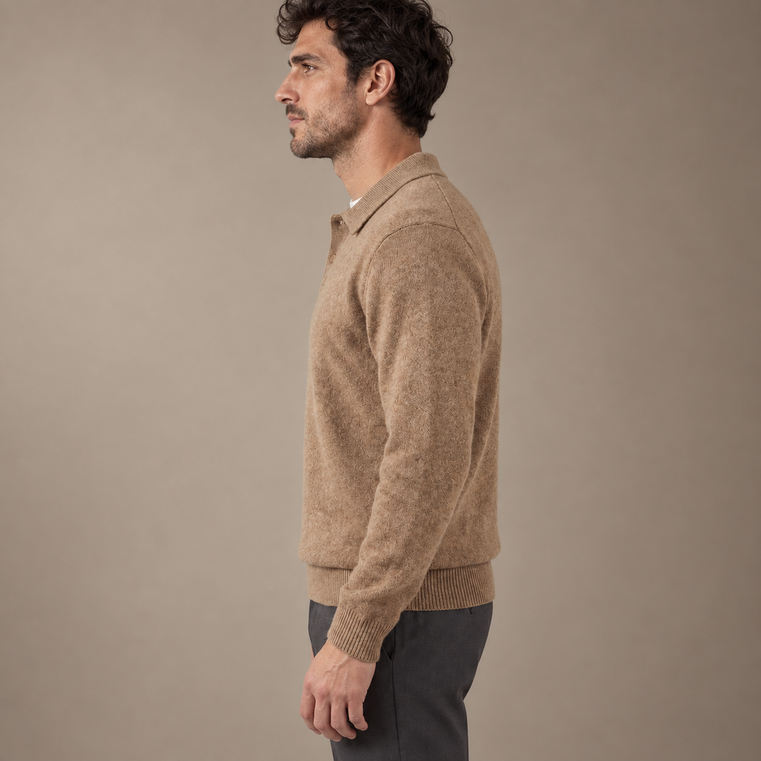 Men's Polo Collar Knit Sweater