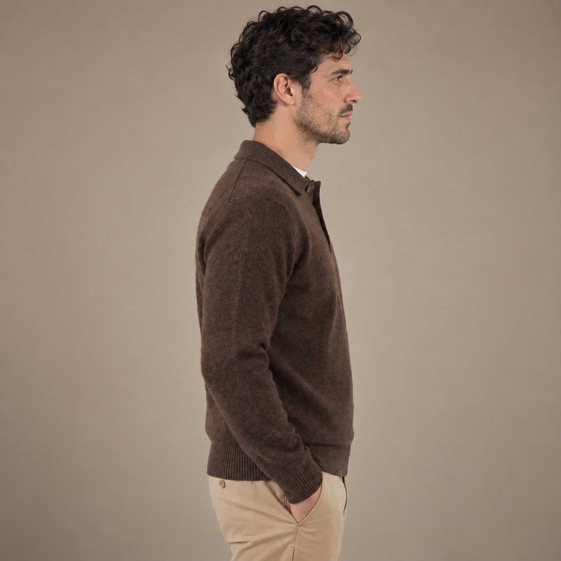 Men's Polo Collar Knit Sweater